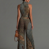 Ema - Chiffon Pleated Wide-Leg Jumpsuit