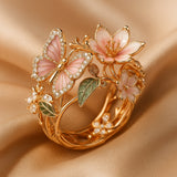 Ring with zirconia stones in the shape of a bright butterfly