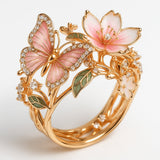 Ring with zirconia stones in the shape of a bright butterfly