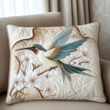 Hummingbirds & Floral Refuge Quilted Cushion Cover