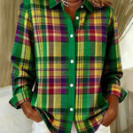 Vintage-style check long-sleeve button-up shirt | Anne London