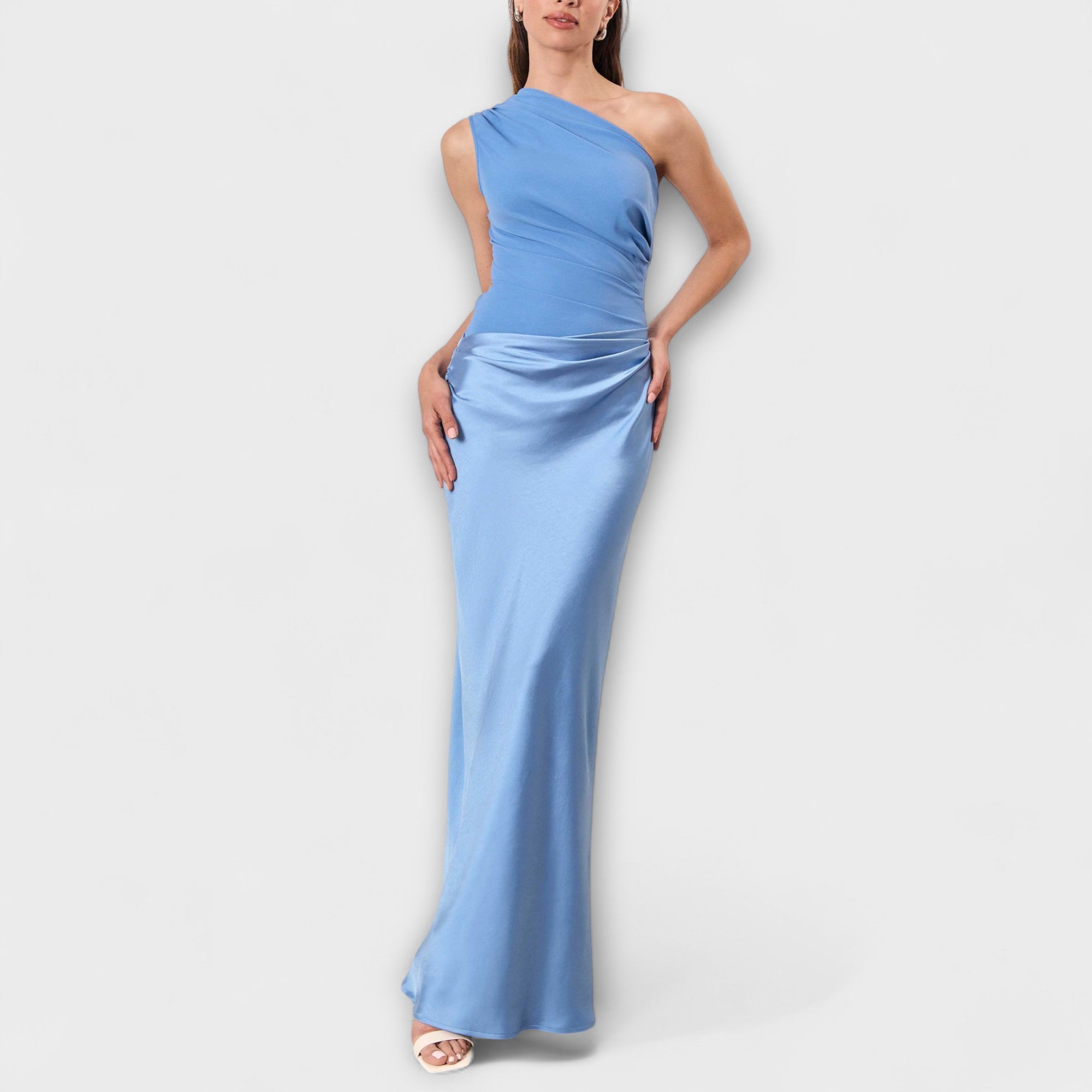Edith Asymmetric Satin Dress