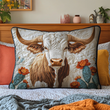 Long-Horned Cattle Quilted Cushion Cover