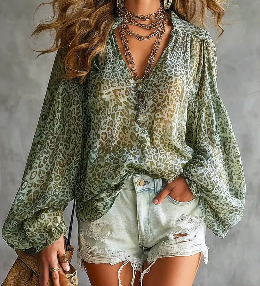 Ljubica - Vintage Animal Print Blouse