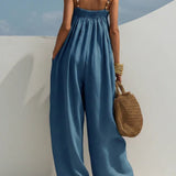Denim jumpsuit with wide-leg trousers | Christina