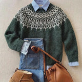 Runa Forest Green Snowman Fair Isle Jumper