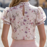 Darija - Floral Embroidered Puff Sleeve Blouse
