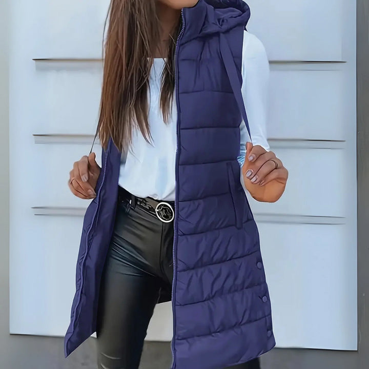 Raquel - Casual long sleeveless hooded vest