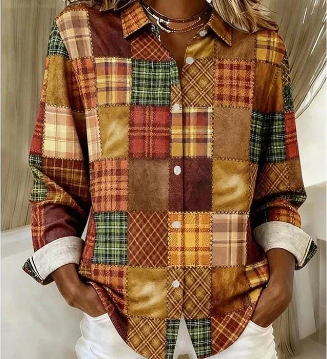 Rosemary | Patchwork Print Button-Up Shirt