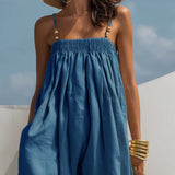 Denim jumpsuit with wide-leg trousers | Christina