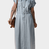 Denim dress with short sleeves | Marcella
