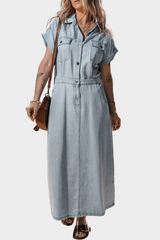 Denim dress with short sleeves | Marcella