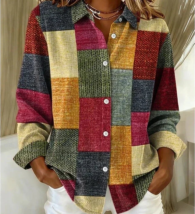 Vintage-inspired patchwork print button-up shirt | Anne London