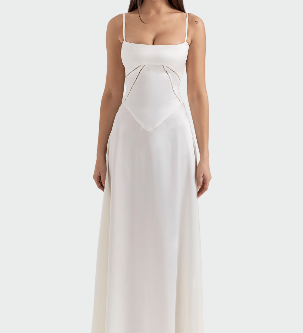 Satin Maxi Dress with Thin Straps