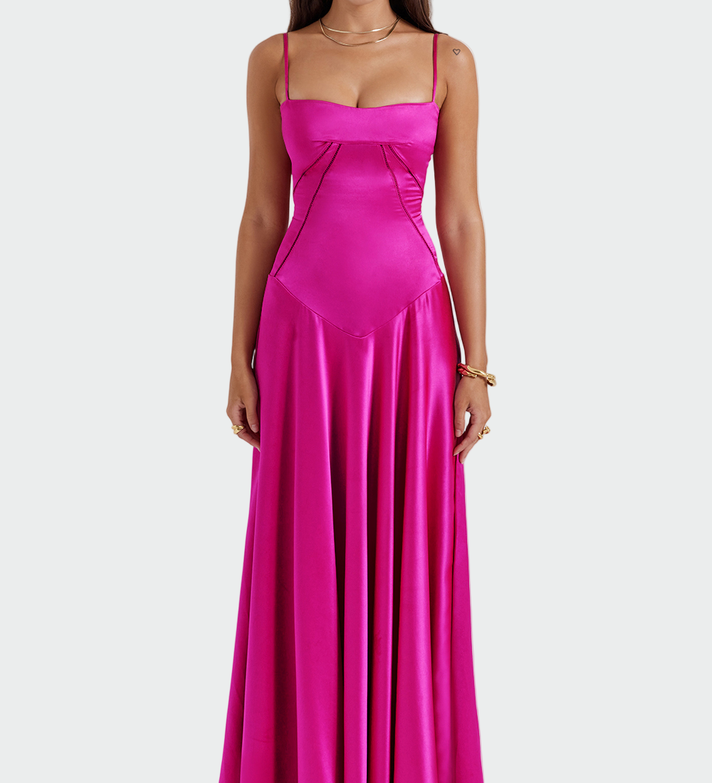 Satin Maxi Dress with Thin Straps