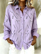 Diane | Purple Abstract Print Button-Up Blouse