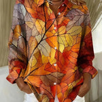 Botanical leaf-print button-up shirt | Anne London