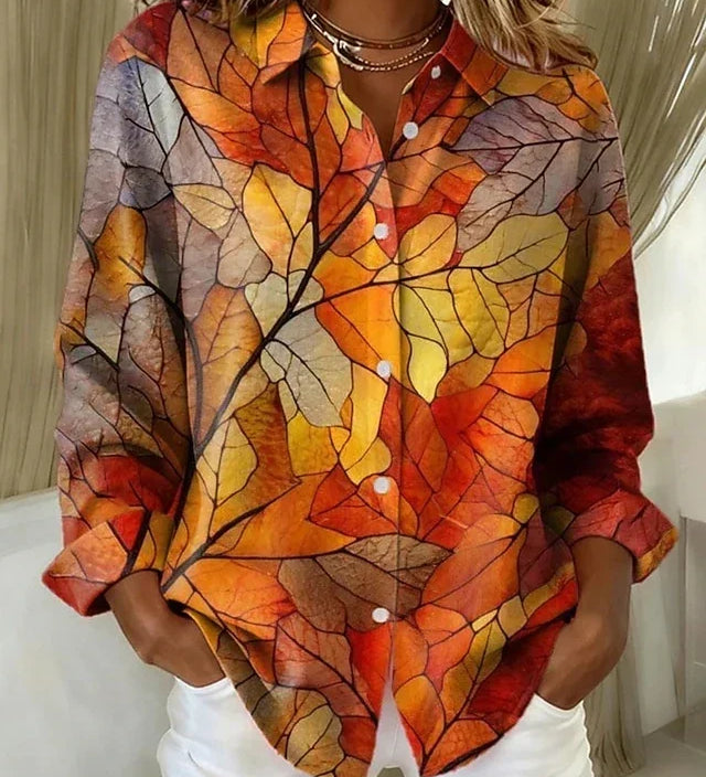 Botanical leaf-print button-up shirt | Anne London