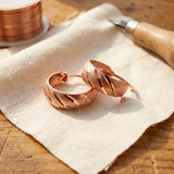 Diagonal Cut Copper Disc Earrings