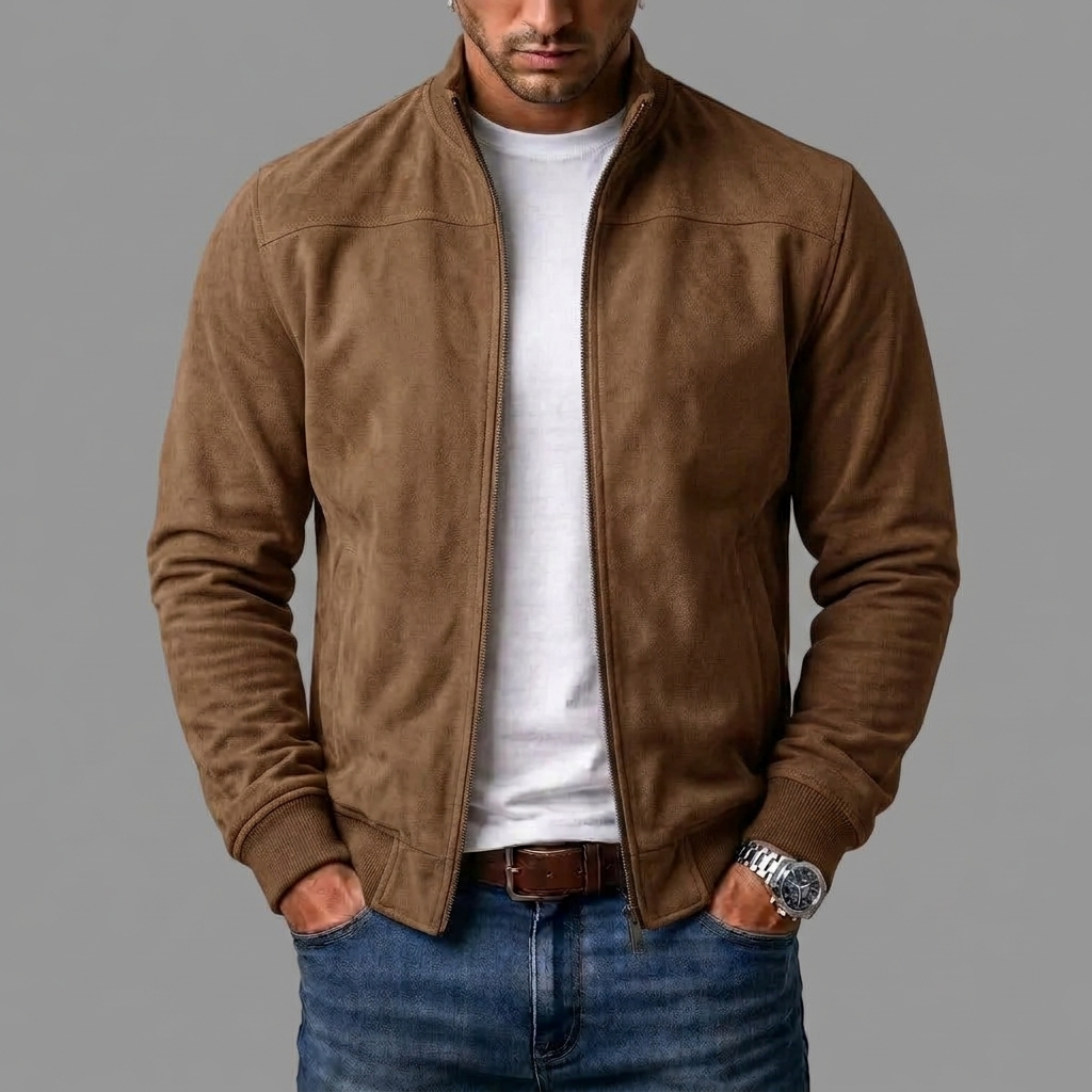 Trevor | Suede-Effect Bomber Jacket