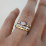 Ophelia Vintage Gold-Tone Opal-Effect Ring Set