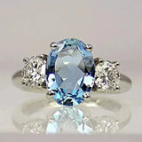 Blue diamond crystal ring in silver