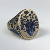 Vintage blue floral gold ring