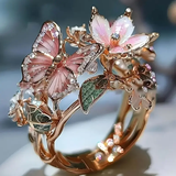 Ring with zirconia stones in the shape of a bright butterfly
