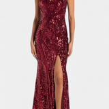 Marianne Sequin Halter Dress