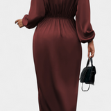 Katinka - Elegant Long V-Neck Dress with Side Slit