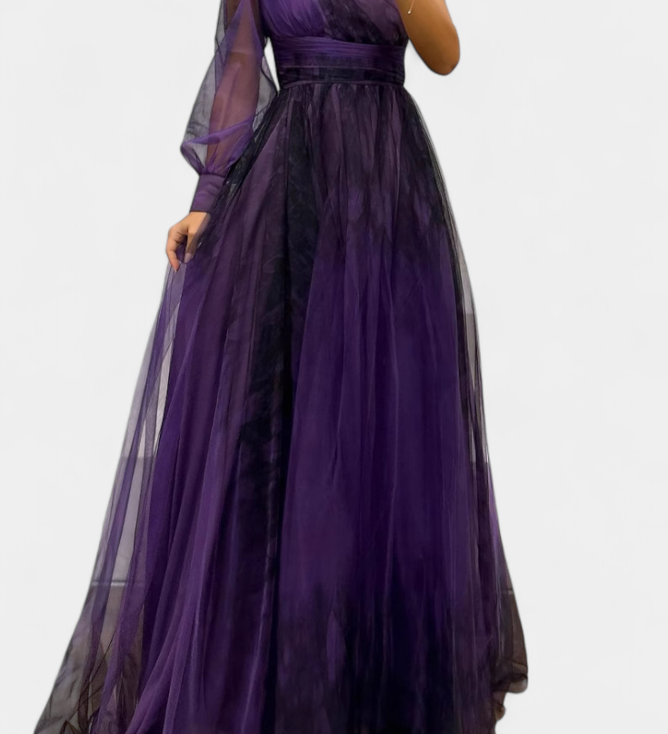 Natalia Off-Shoulder Chiffon Rose Maxi Dress