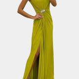 Emily Pleated Side-Slit Maxi Dress