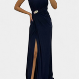 Emily Pleated Side-Slit Maxi Dress