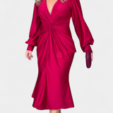 Lena Long-Sleeve V-Neck Maxi Dress