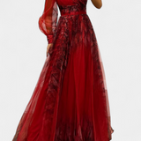 Natalija Chiffon Maxi Dress with an Off-the-Shoulder Neckline and Voluminous Rose