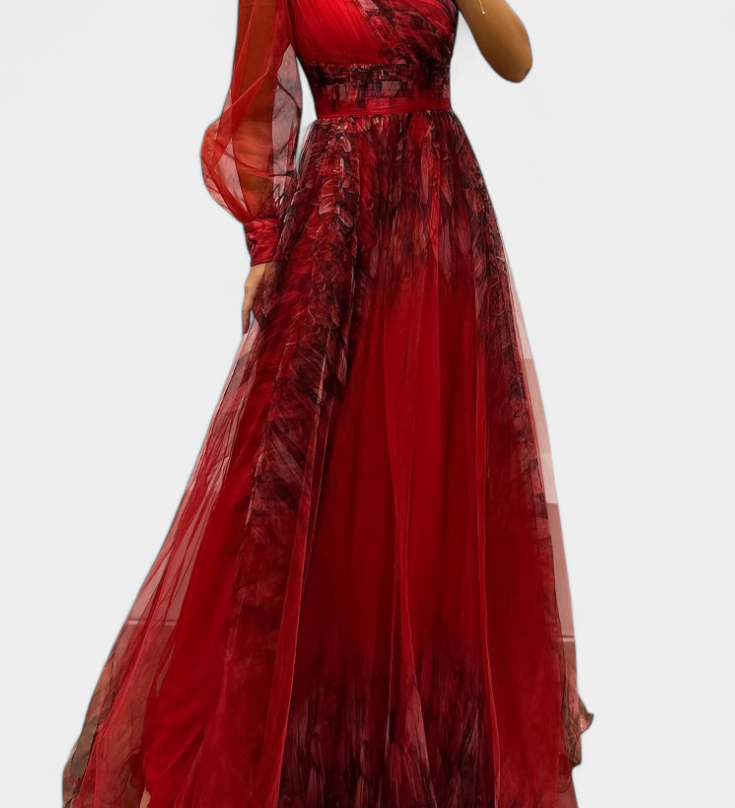Natalia Off-Shoulder Chiffon Rose Maxi Dress