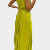 Emily Pleated Side-Slit Maxi Dress