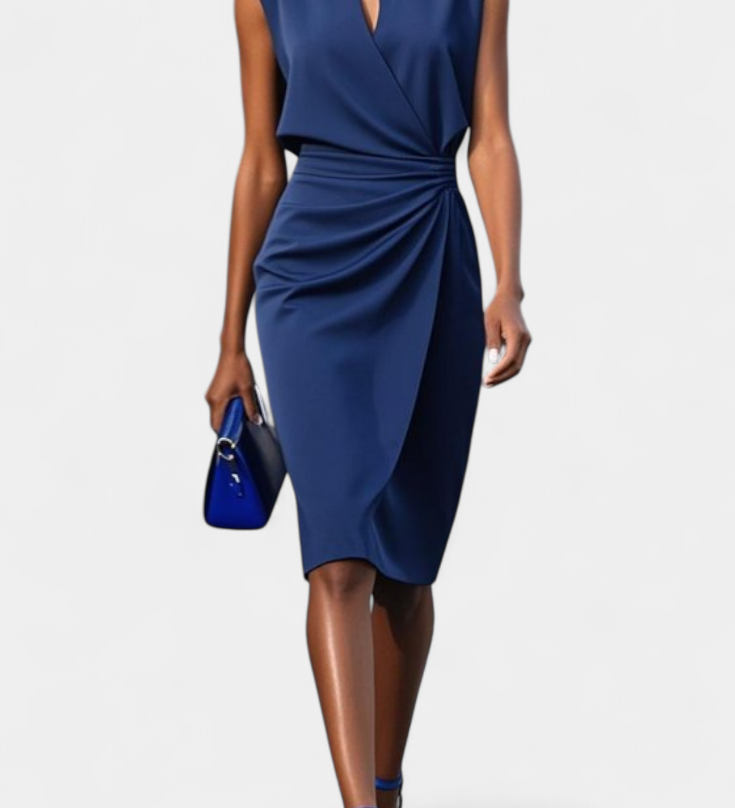 Masha Long-Sleeve Round-Neck Midi Dress