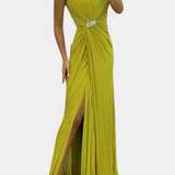 Emily Pleated Side-Slit Maxi Dress