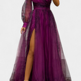 Natalija Chiffon Maxi Dress with an Off-the-Shoulder Neckline and Voluminous Rose