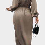 Katinka - Elegant Long V-Neck Dress with Side Slit