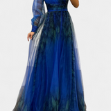 Natalija Chiffon Maxi Dress with an Off-the-Shoulder Neckline and Voluminous Rose