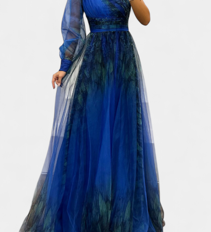 Natalia Off-Shoulder Chiffon Rose Maxi Dress