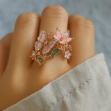 Ring with zirconia stones in the shape of a bright butterfly