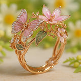 Ring with zirconia stones in the shape of a bright butterfly