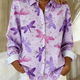 Pauline | Butterfly Print Button-Up Blouse