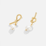 Gold-Tone Knot & Freshwater Pearl Earrings