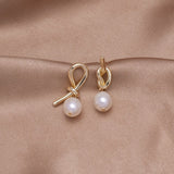 Gold-Tone Knot & Freshwater Pearl Earrings