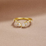 Peace Crystal Gold-Tone Vine Ring