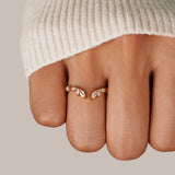Peace Crystal Gold-Tone Vine Ring